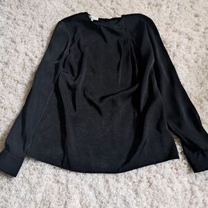 Vince Black Draped Tassel Long Sleeve Blouse Top V718212415 Size 8